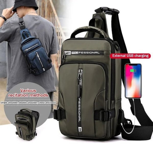 Mochila Cruzada Impermeable para Hombre Multifuncional