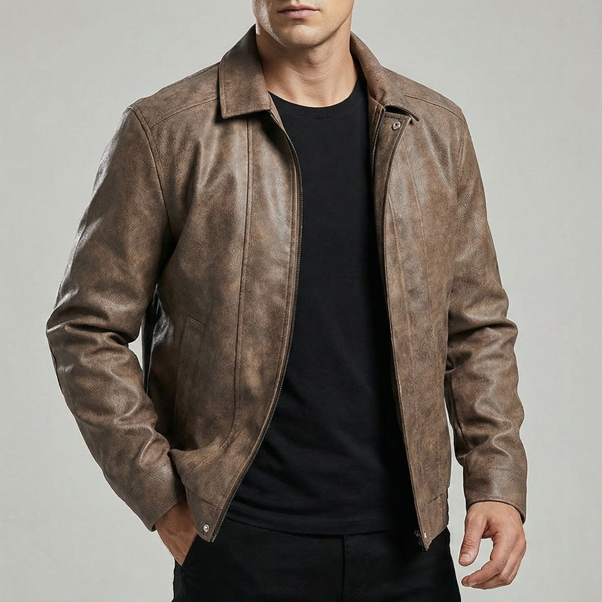Raffaele Leather Zip Jacket