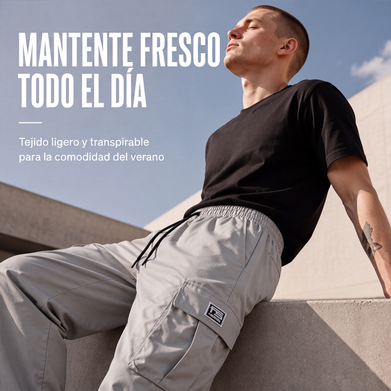 Pantalón Cargo Holgado para Hombre con Cordón