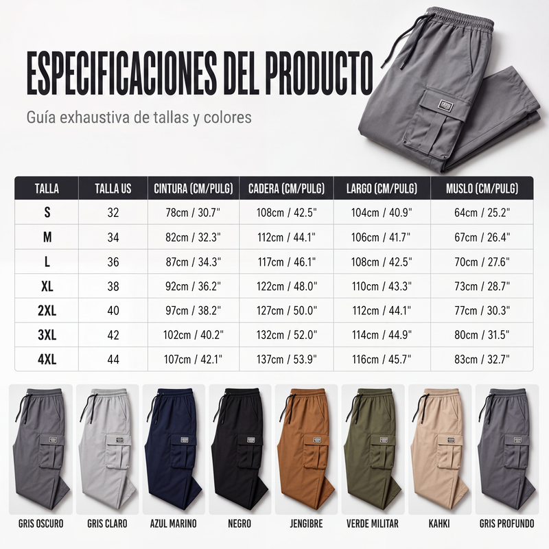 Pantalón Cargo Holgado para Hombre con Cordón