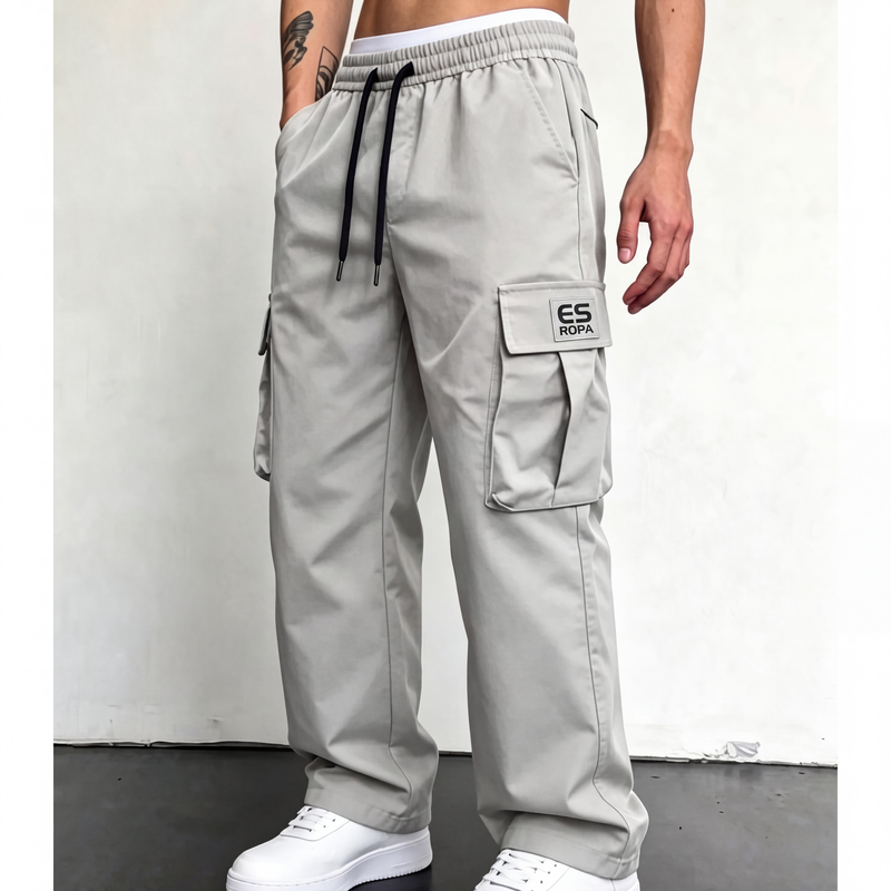 Pantalón Cargo Holgado para Hombre con Cordón