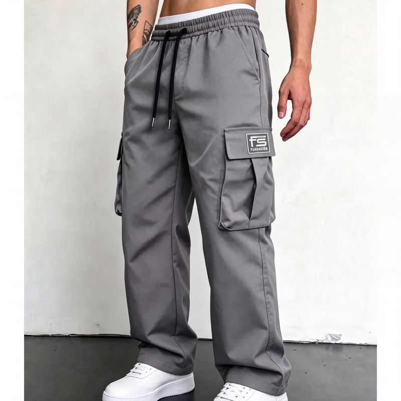 Pantalón Cargo Holgado para Hombre con Cordón