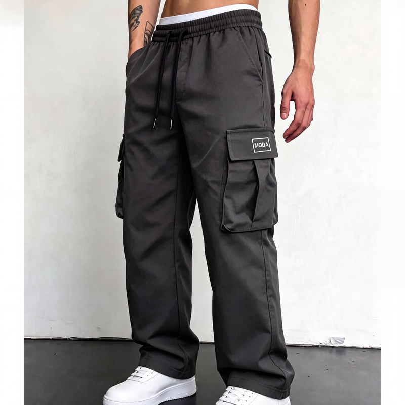 Pantalón Cargo Holgado para Hombre con Cordón