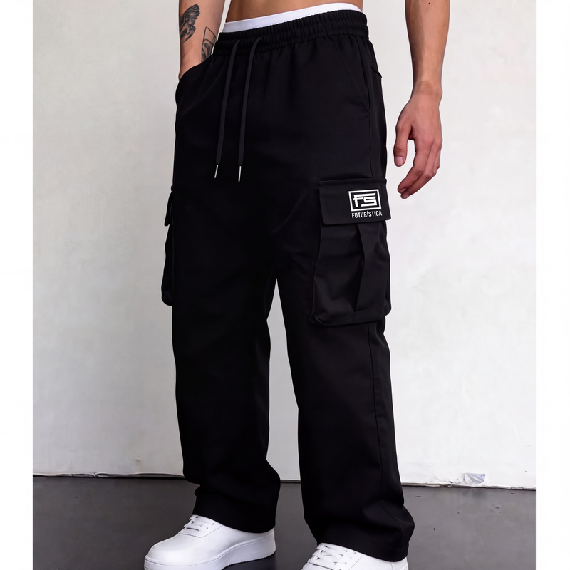 Pantalón Cargo Holgado para Hombre con Cordón