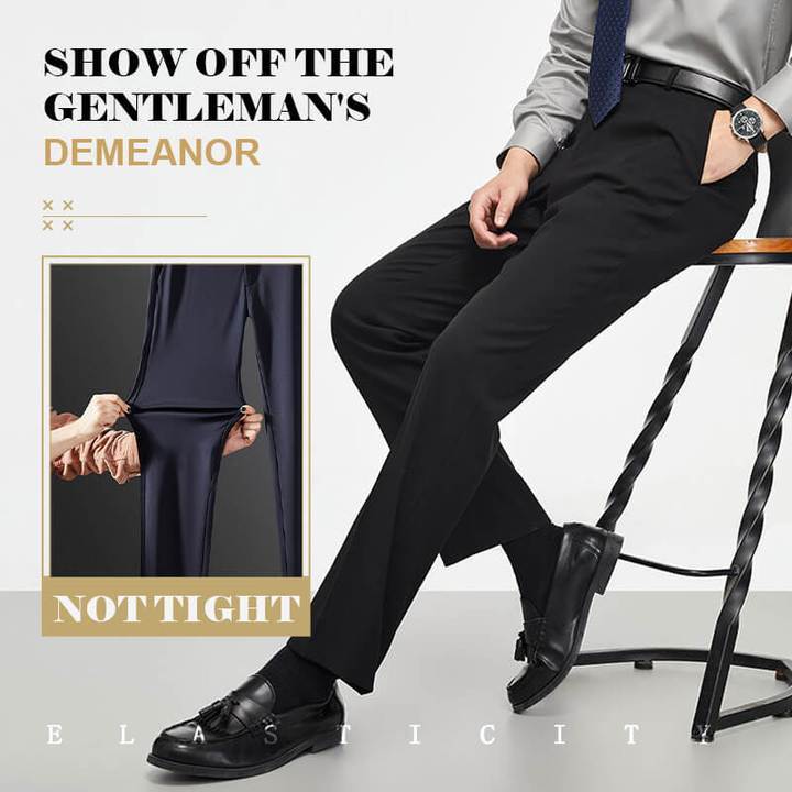 Pantalón de Vestir Elástico para Hombre Corte Clásico
