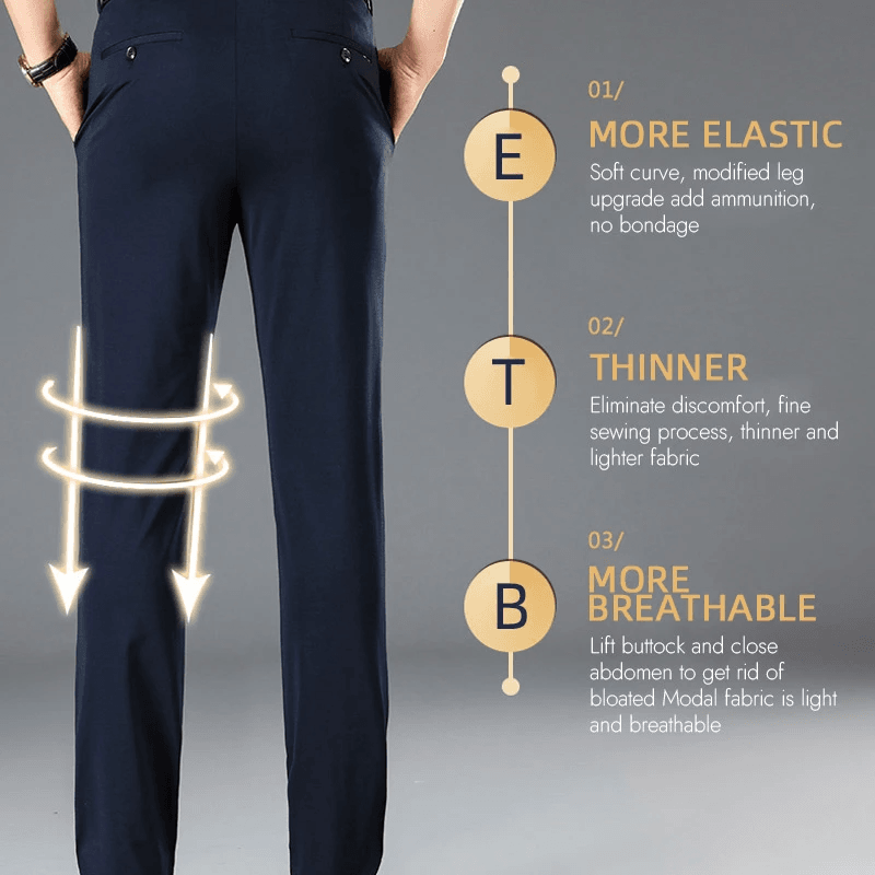 Pantalón de Vestir Elástico para Hombre Corte Clásico
