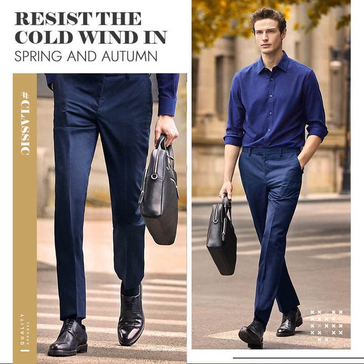 Pantalón de Vestir Elástico para Hombre Corte Clásico