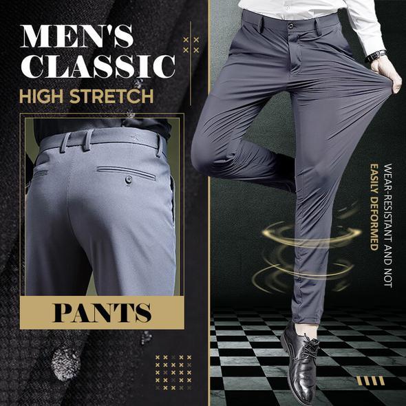 Pantalón de Vestir Elástico para Hombre Corte Clásico