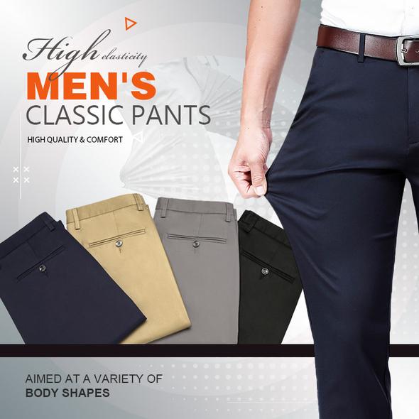 Pantalón de Vestir Elástico para Hombre Corte Clásico