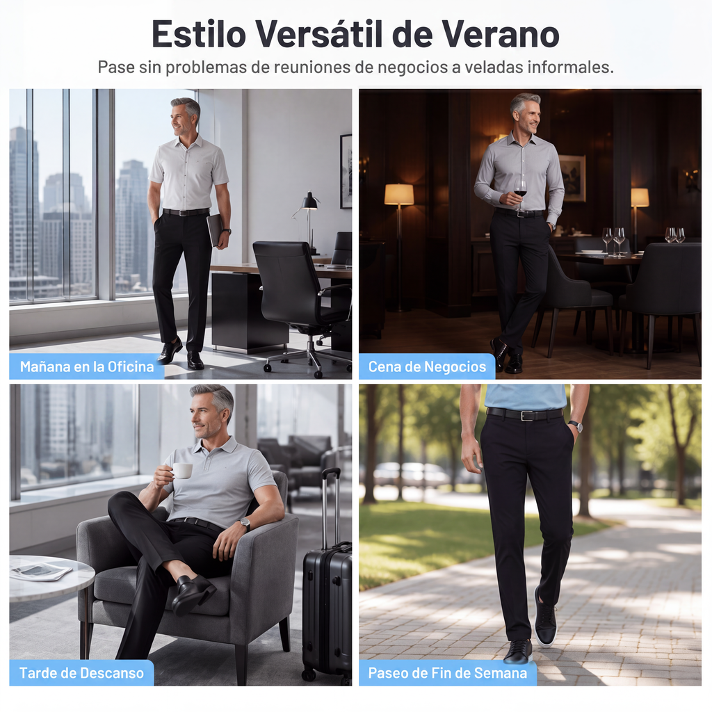 Pantalón de Vestir de Seda Fría para Hombre