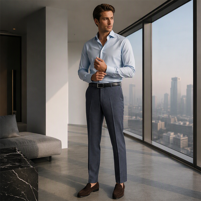 Pantalón de Vestir de Seda Fría para Hombre
