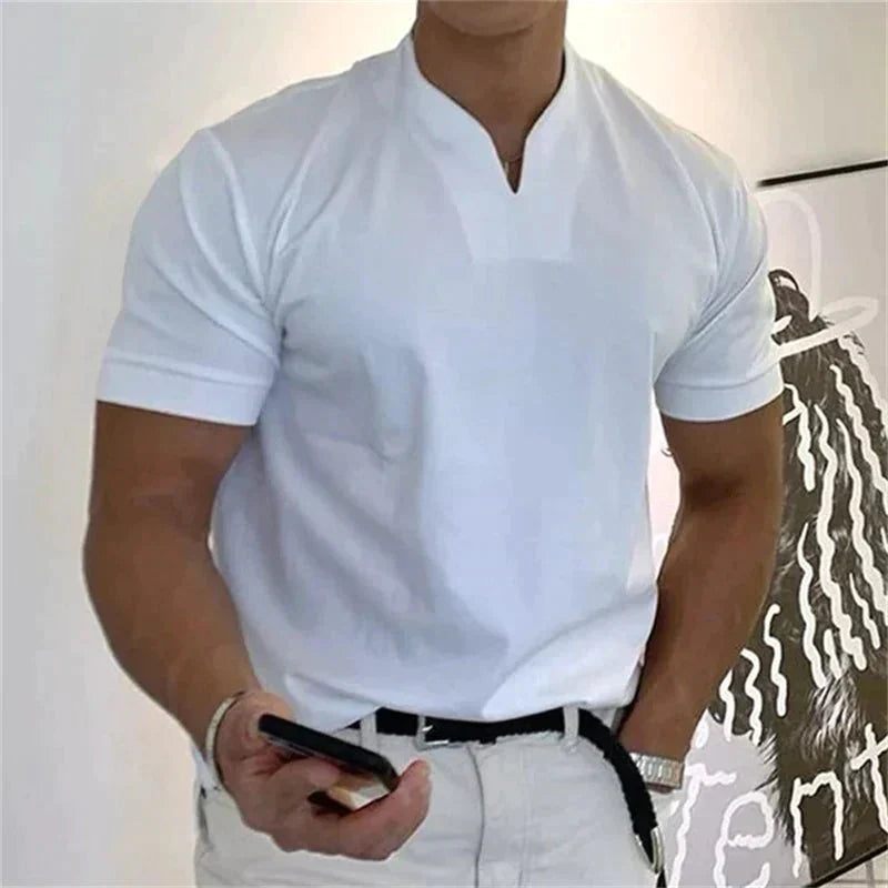 Playera Cuello V Holgada para Hombre Manga Corta