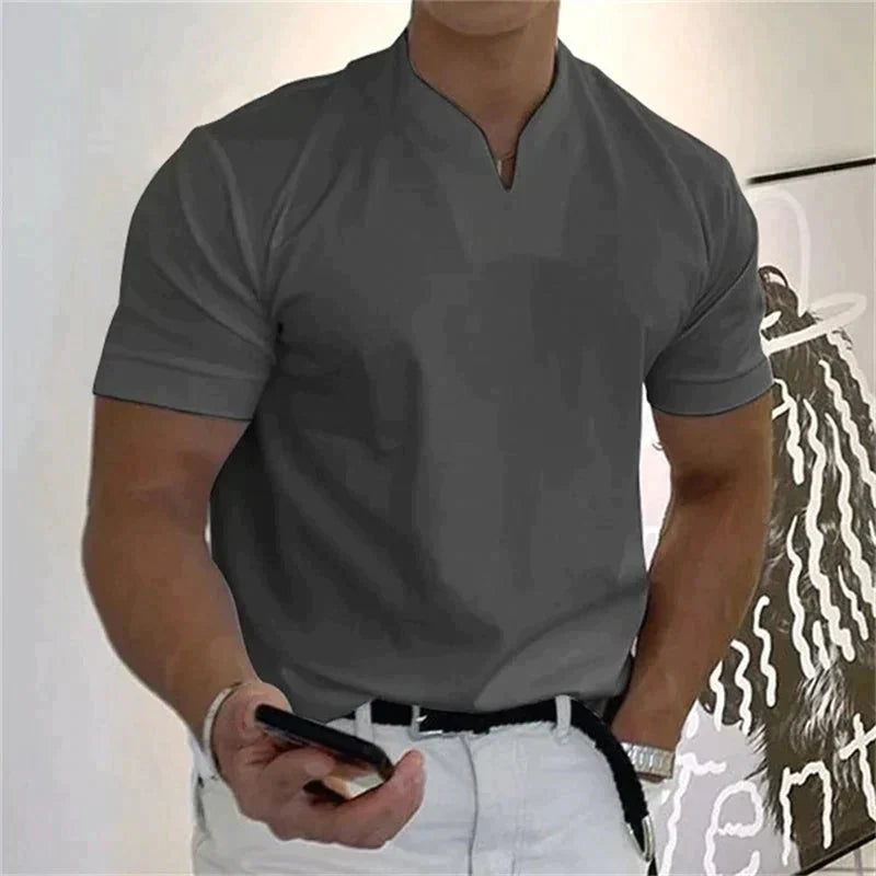 Playera Cuello V Holgada para Hombre Manga Corta