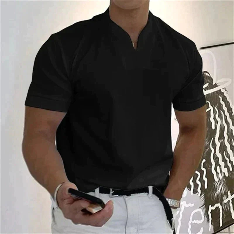 Playera Cuello V Holgada para Hombre Manga Corta