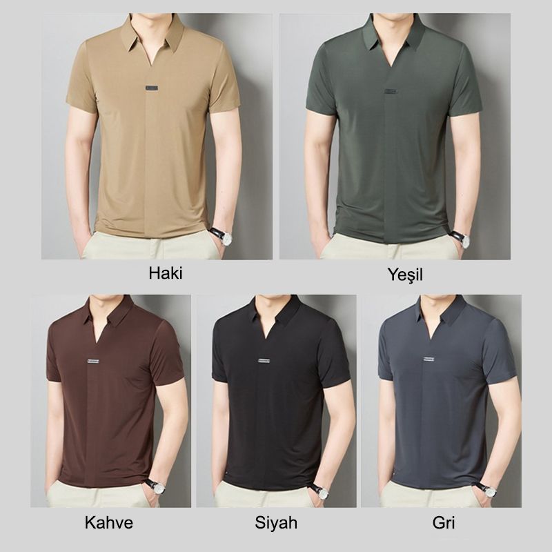 Playera Cuello V de Seda Fría para Hombre