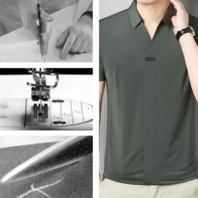 Playera Cuello V de Seda Fría para Hombre