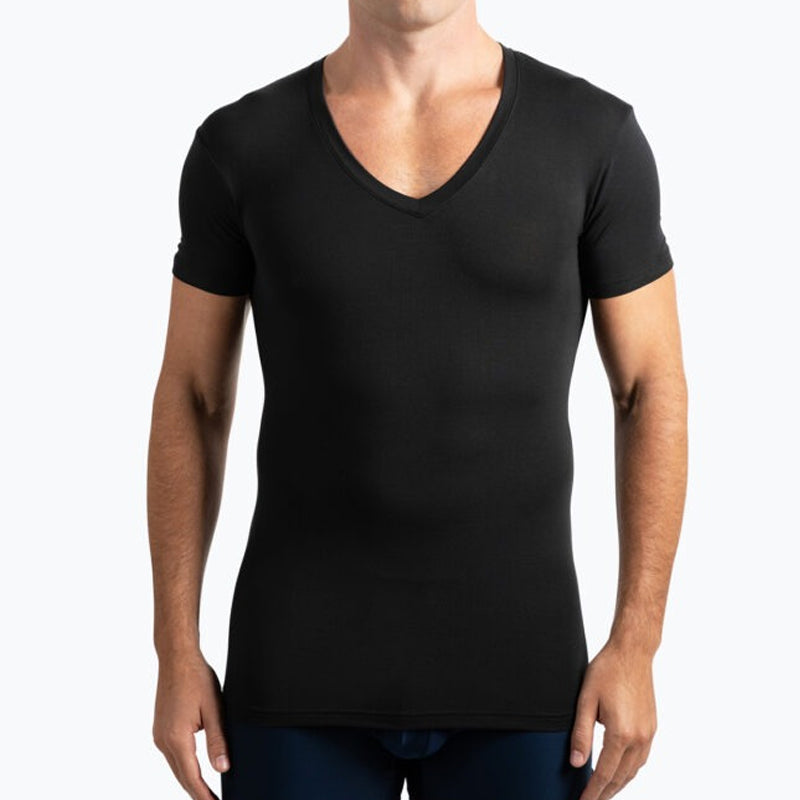 Playera Cuello V Slim Fit para Hombre con Collar de Regalo