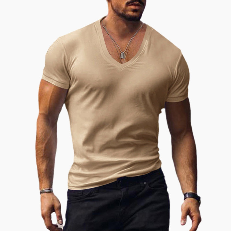 Playera Cuello V Slim Fit para Hombre con Collar de Regalo
