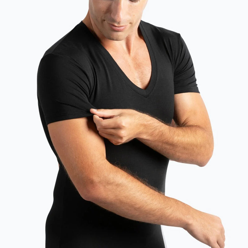 Playera Cuello V Slim Fit para Hombre con Collar de Regalo