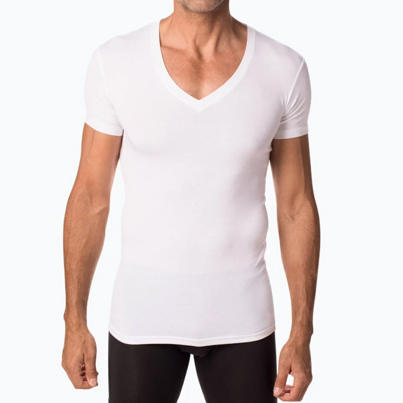 Playera Cuello V Slim Fit para Hombre con Collar de Regalo