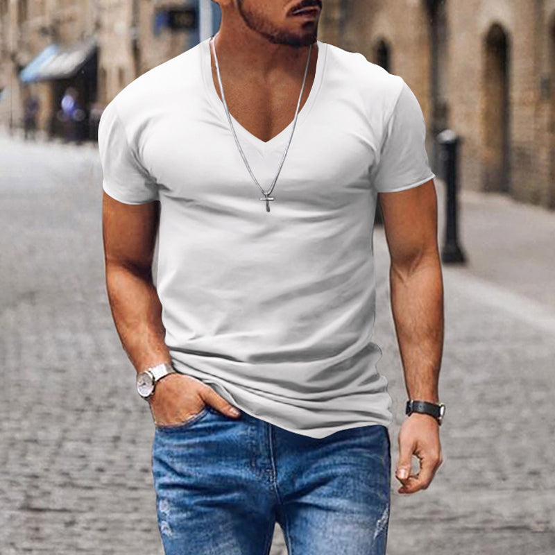 Playera Cuello V Slim Fit para Hombre con Collar de Regalo