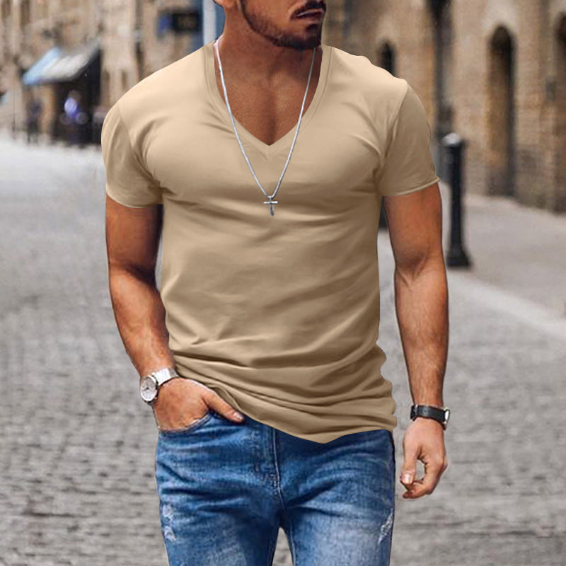 Playera Cuello V Slim Fit para Hombre con Collar de Regalo