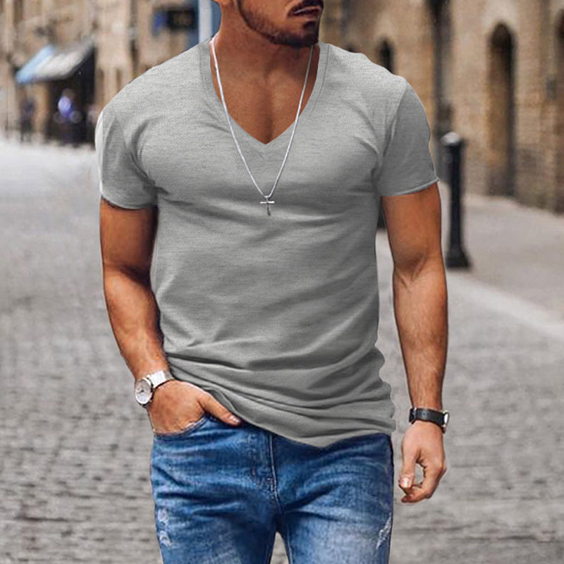 Playera Cuello V Slim Fit para Hombre con Collar de Regalo