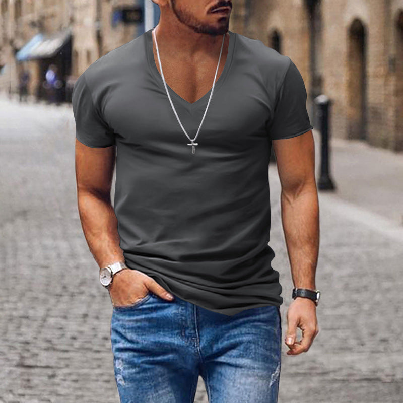 Playera Cuello V Slim Fit para Hombre con Collar de Regalo