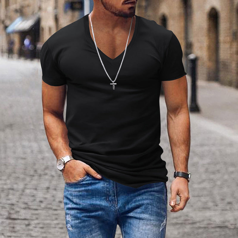 Playera Cuello V Slim Fit para Hombre con Collar de Regalo