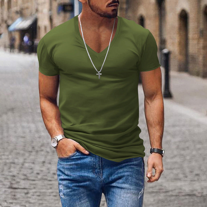 Playera Cuello V Slim Fit para Hombre con Collar de Regalo
