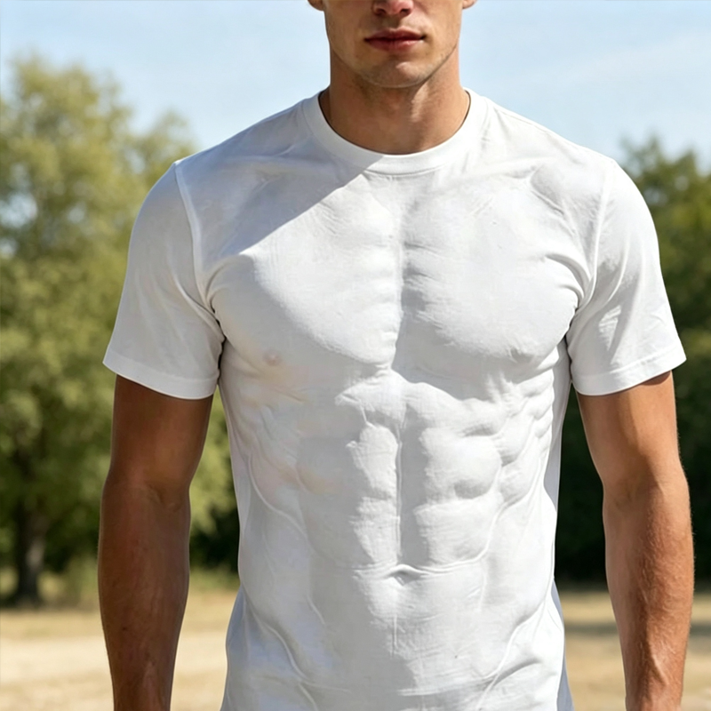 Playera con Estampado 3D de Músculos para Hombre