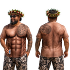 Playera con Estampado de Músculos y Tatuajes para Hombre