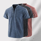Playera de Lino Cuello V con Cordones para Hombre
