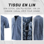 Playera de Lino Cuello V con Cordones para Hombre