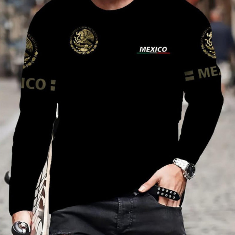 Playera Manga Larga Estampado México para Hombre