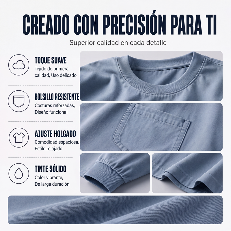 Playera Manga Larga Holgada para Hombre con Bolsillo
