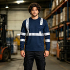 Playera de Trabajo Manga Larga para Hombre con Bandas Reflejantes