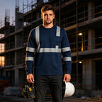 Playera de Trabajo Manga Larga para Hombre con Bandas Reflejantes
