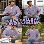 Playera Waffle Manga Larga Efecto Doble Capa para Hombre