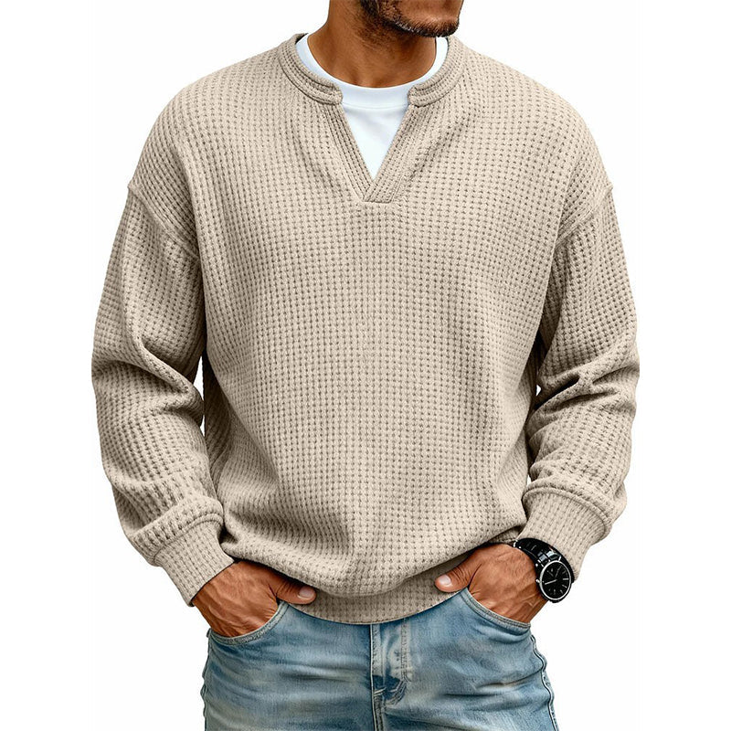 Playera Waffle Manga Larga Efecto Doble Capa para Hombre