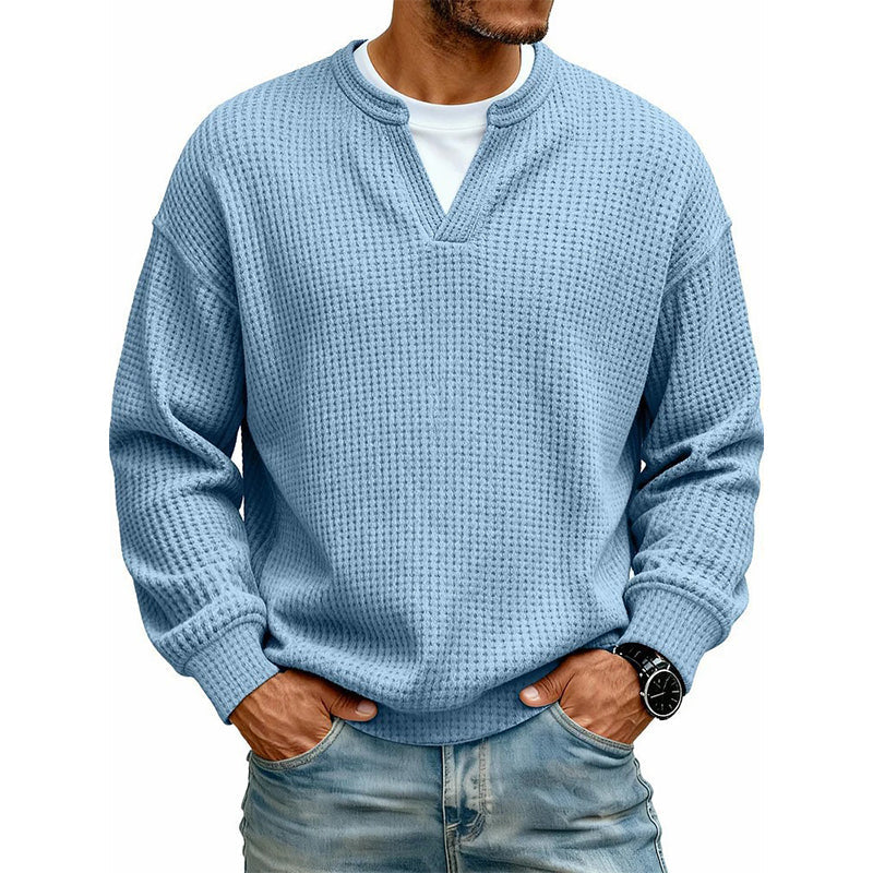 Playera Waffle Manga Larga Efecto Doble Capa para Hombre