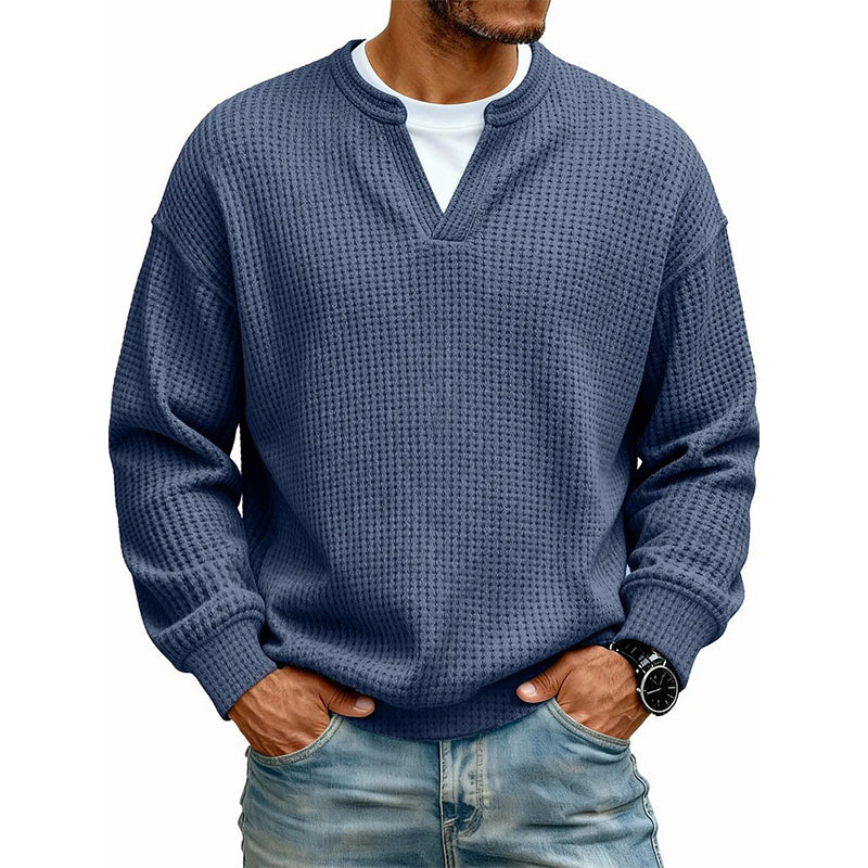 Playera Waffle Manga Larga Efecto Doble Capa para Hombre