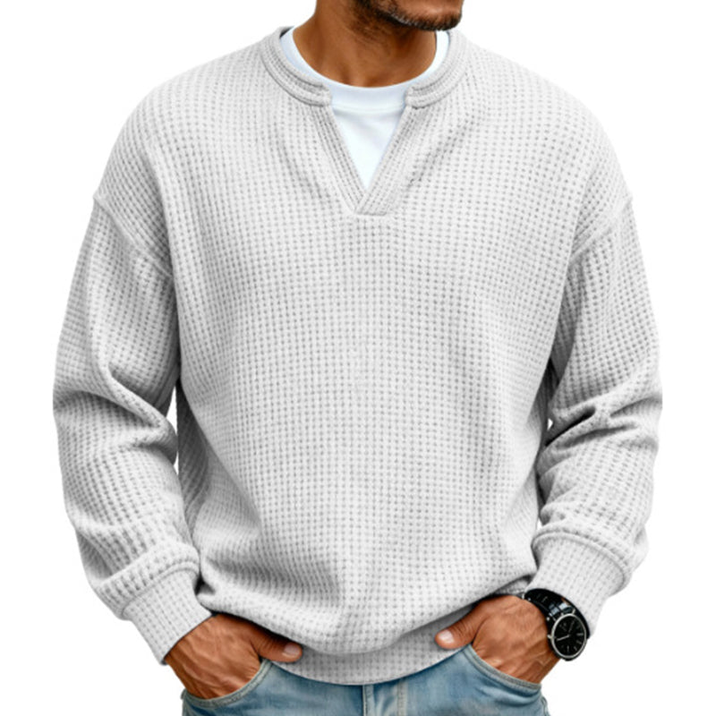 Playera Waffle Manga Larga Efecto Doble Capa para Hombre
