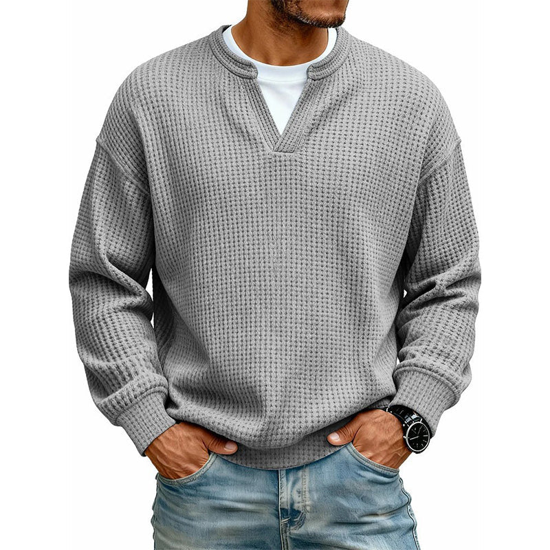 Playera Waffle Manga Larga Efecto Doble Capa para Hombre