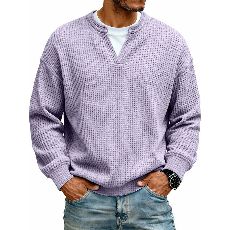Playera Waffle Manga Larga Efecto Doble Capa para Hombre
