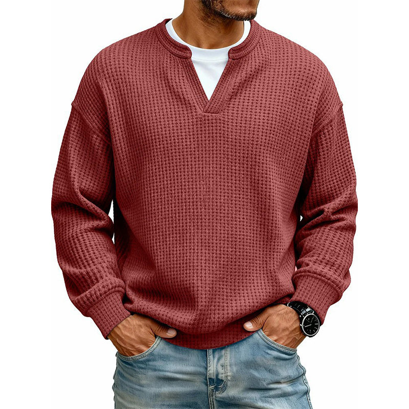 Playera Waffle Manga Larga Efecto Doble Capa para Hombre