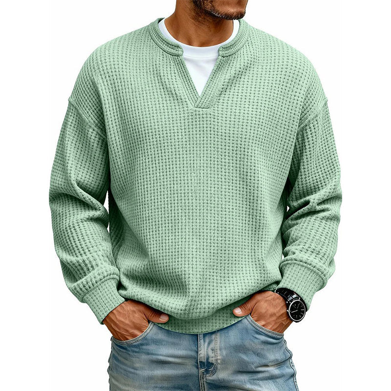 Playera Waffle Manga Larga Efecto Doble Capa para Hombre