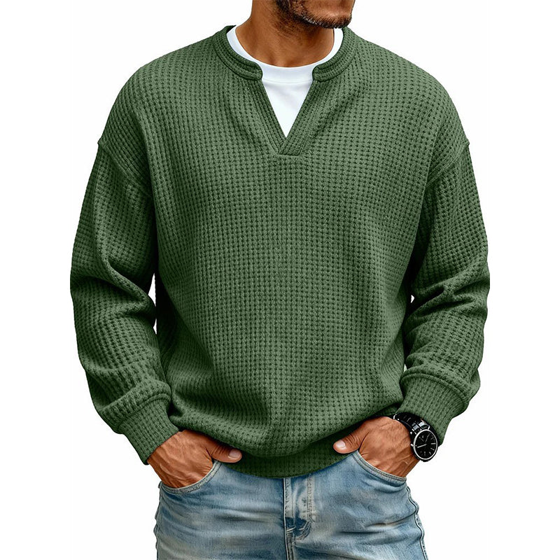 Playera Waffle Manga Larga Efecto Doble Capa para Hombre