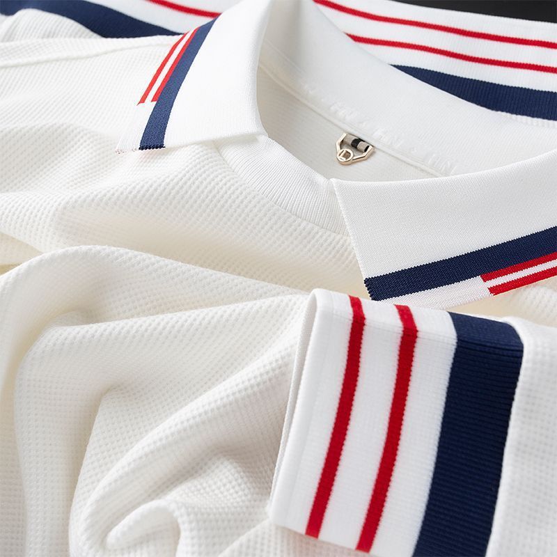 Polo Manga Larga Sedoso para Hombre con Puños a Rayas