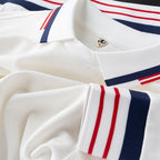 Polo Manga Larga Sedoso para Hombre con Puños a Rayas